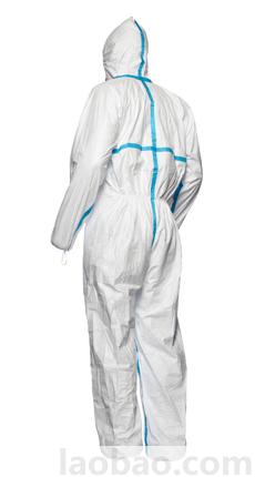 杜邦™ Tyvek® 600 Plus带帽连体服缝线加贴胶条自粘合式拉链门襟和下巴门襟白色